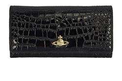 Vivienne Westwood Croc Embossed Wallet, Leather, Black, 2*